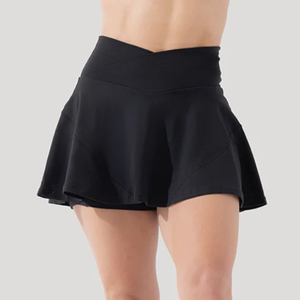 Crisscross Hourglass Twirl Skort (Regular) - Black sz L popflex